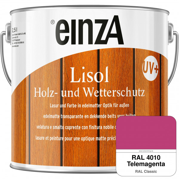 einzA Lisol Holz- und Wetterschutz Lasur und Farbe (RAL 4010 Telemagenta)