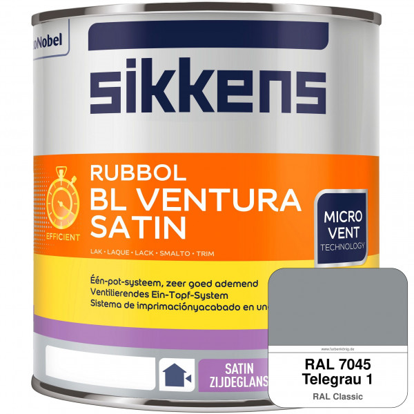 Rubbol BL Ventura Satin NEU (RAL 7045 Telegrau 1) Seidenglanzlack (wasserbasiert) Fenster außen