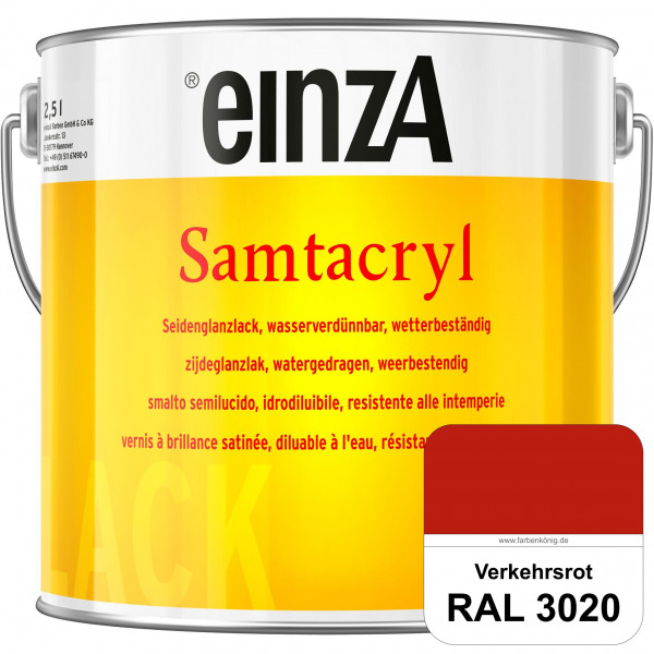 einzA Samtacryl (RAL 3020 Verkehrsrot) wetterbeständige seidenglänzende Acryl-PU-Lackfarbe