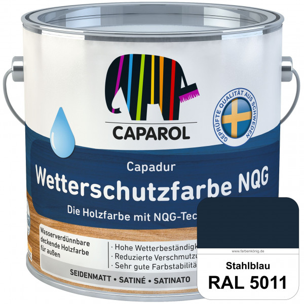 Capadur Wetterschutzfarbe NQG (RAL 5011 Stahlblau) Holzfarbe mit NQG-Technologie wasserbasiert für a