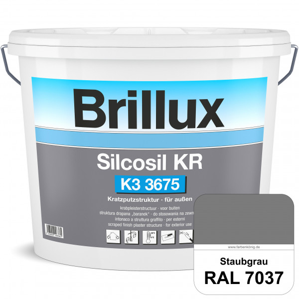 Silcosil KR K3 3675 mit Protect (RAL 7037 Staubgrau) siliconverstärkter Dekorputz, Kratzputzstruktur
