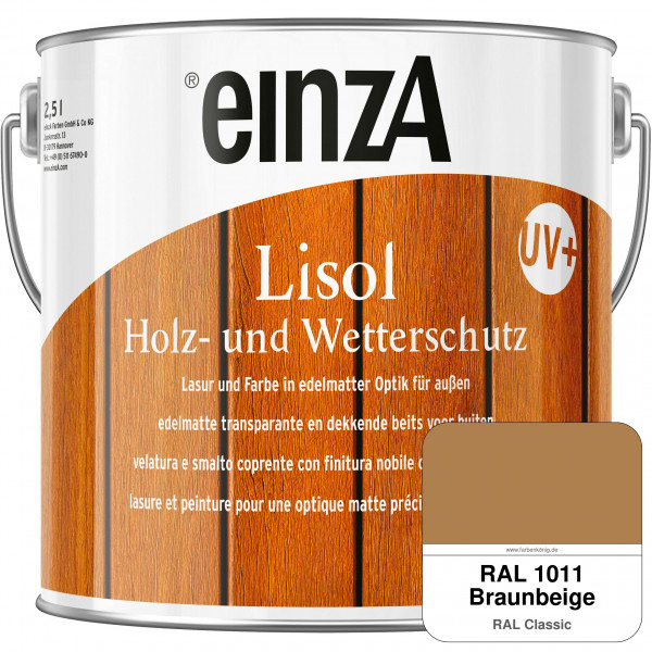 einzA Lisol Holz- und Wetterschutz Lasur und Farbe (RAL 1011 Braunbeige)