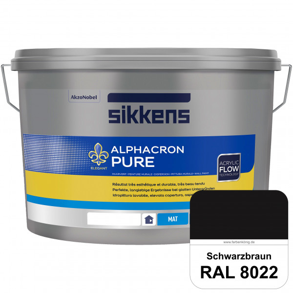 Alphacron Pure (RAL 8022 Schwarzbraun) Edelmatte & hochertige Premium Wandfarbe für glatte Untergrün