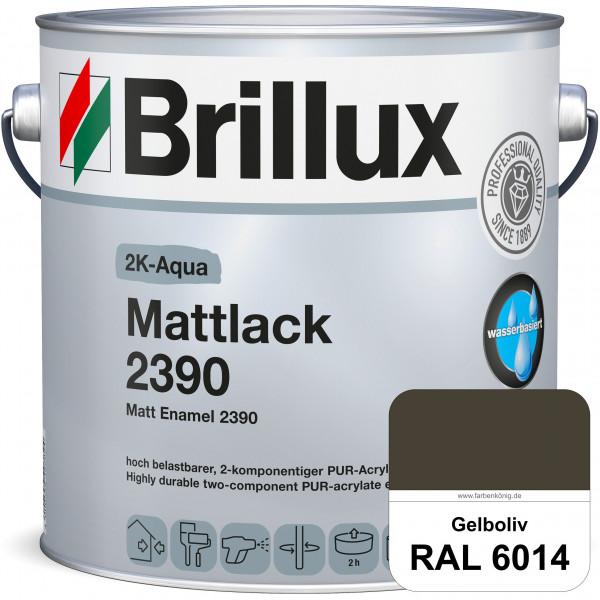 2K-Aqua Mattlack 2390 (RAL 6014 Gelboliv) mechanisch und chemisch hoch belastbar für außen & innen