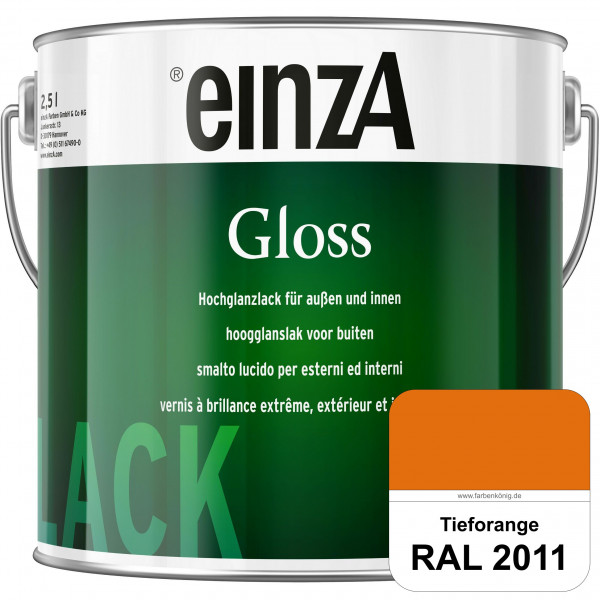 einzA Gloss (RAL 2011 Tieforange) Hochwertiger Alkydharzlack in Premium-Qualität, hochglänzend.