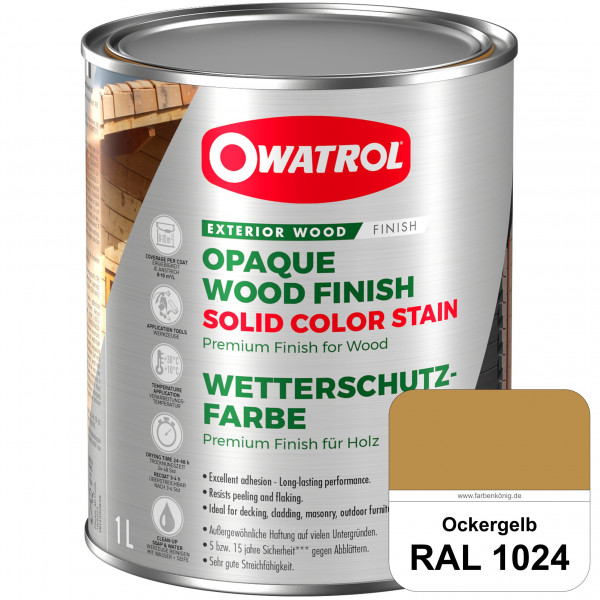 Solid Color Stain (RAL 1024 Ockergelb) deckende und matte Wetterschutzfarbe außen