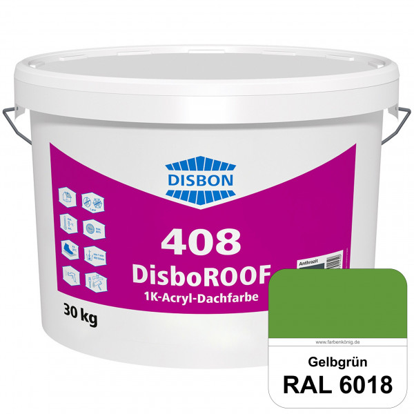 DisboROOF 408 1K-Acryl-Dachfarbe (RAL 6018 Gelbgrün) Elastische Reinacrylatbeschichtung für Betondac