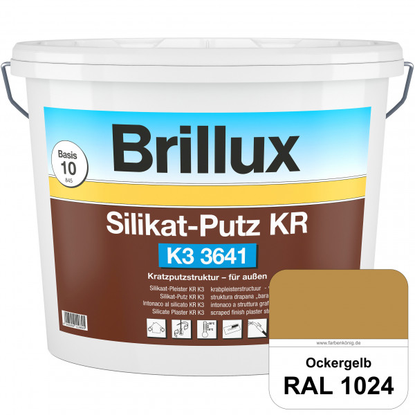 Silikat-Putz KR K3 3641 (RAL 1024 Ockergelb) Dekorativer Kratzputz auf Silikatbasis