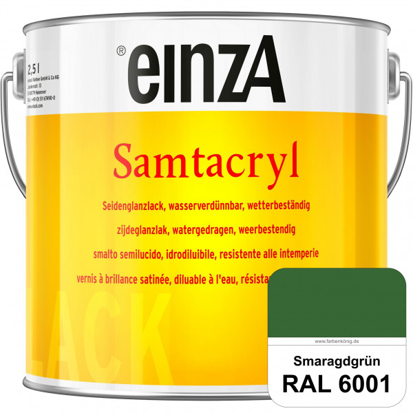 einzA Samtacryl (RAL 6001 Smaragdgrün) wetterbeständige seidenglänzende Acryl-PU-Lackfarbe