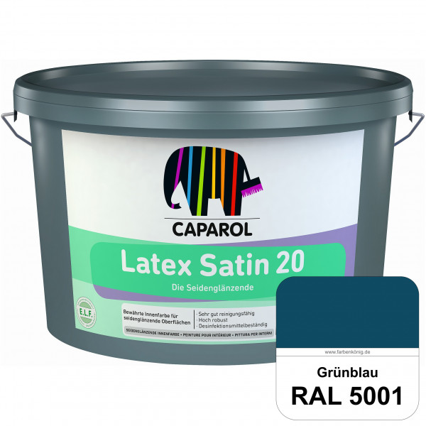 Latex Satin 20 (RAL 5001 Grünblau) strapazierfähige seidenglänzende Latexfarbe (Innen)
