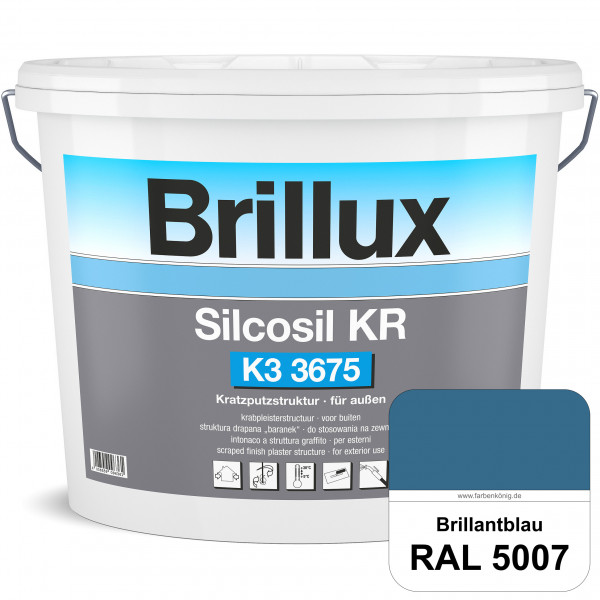 Silcosil KR K3 3675 mit Protect (RAL 5007 Brillantblau) siliconverstärkter Dekorputz, Kratzputzstruk