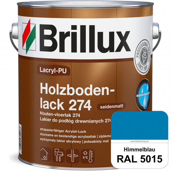 Lacryl-PU Holzbodenlack 274 (RAL 5015 Himmelblau) hochwertige & widerstandsfähige, deckende Versiege