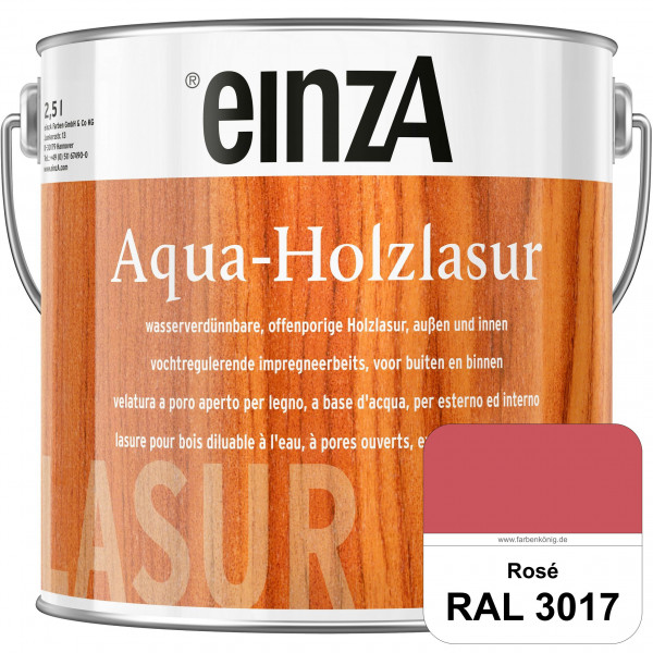 einzA Aqua-Holzlasur (RAL 3017 Rosa) wasserverdünnbare offenporige Holzlasur für Holzbauteile