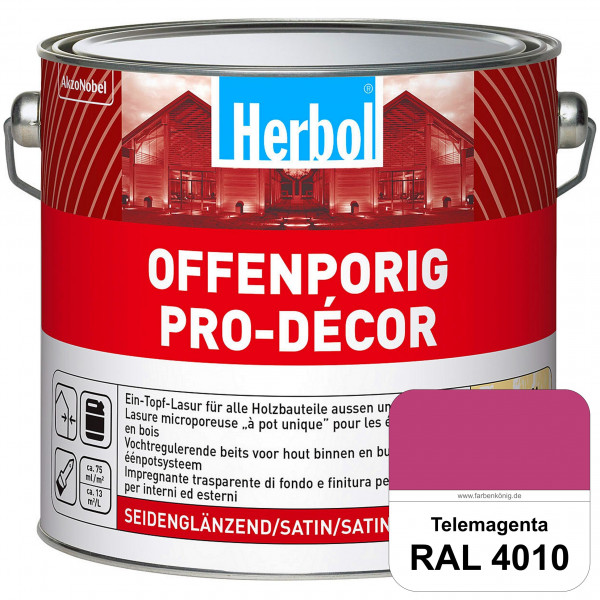 Herbol Offenporig Pro-Décor (RAL 4010 Telemagenta) Hochwertige Ein-Topf-Holzlasur mit 2-Phasen-UV-Sc