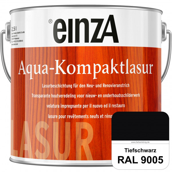 einzA Aqua-Kompaktlasur (RAL 9005 Tiefschwarz) wasserverdünnbare & feuchtigkeitsregulierende Lasurbe