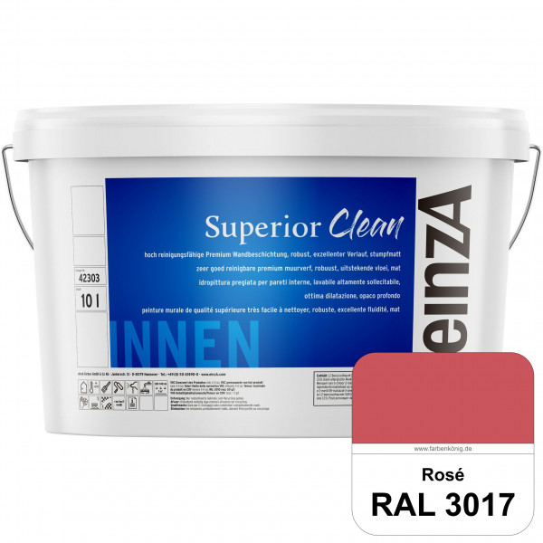 einzA Superior Clean (RAL 3017 Rosa) Hoch reinigungsfähige, stumpfmatte Premium-Wandbeschichtung