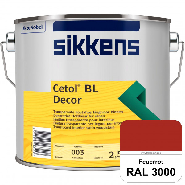 Cetol BL Decor (RAL 3000 Feuerrot) wasserbasierte & seidenglänzende Dünnschichtlasur für innen