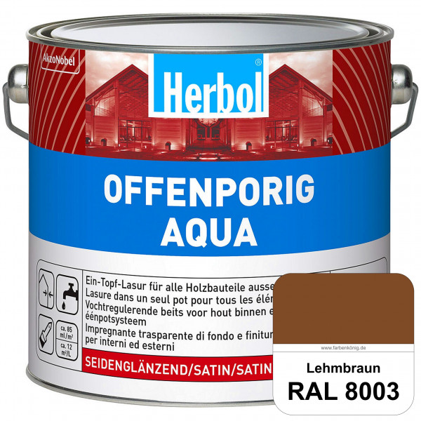 Offenporig Aqua (RAL 8003 Lehmbraun) Wasserverdünnbar & hochwertige Ein-Topf-Holzlasur - Feuchteschu