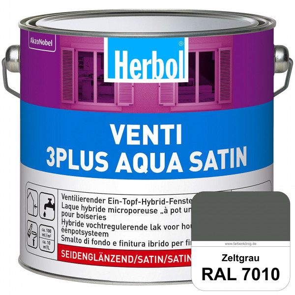 Venti 3Plus Aqua Satin (RAL 7010 Zeltgrau) wasserbasierter & feuchtigkeitregulierender Ein-Topf-Fens