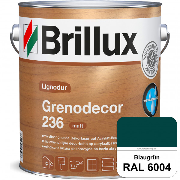 Grenodecor 236 (RAL 6004 Blaugrün) Umwelt- und gesundheitsschonende, diffusionsfähige Dekorlasur mit