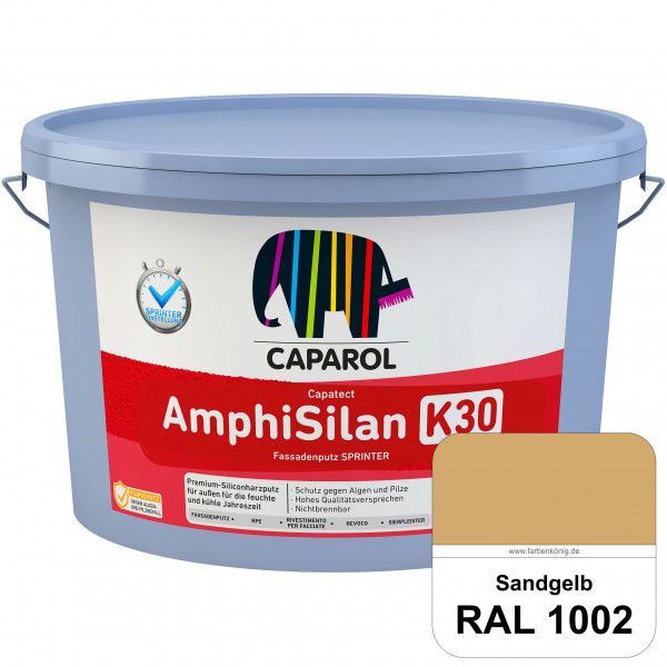 Capatect AmphiSilan Fassadenputz K 30 Winter/SPRINTER (RAL 1002 Sandgelb) Verarbeitungsfertiger Sili