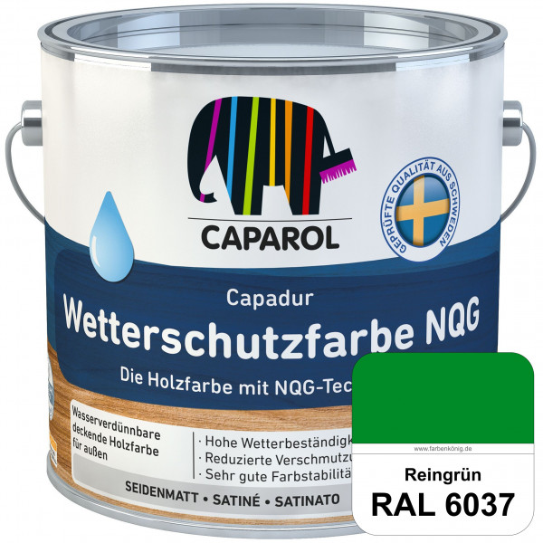 Capadur Wetterschutzfarbe NQG (RAL 6037 Reingrün) Holzfarbe mit NQG-Technologie wasserbasiert für au