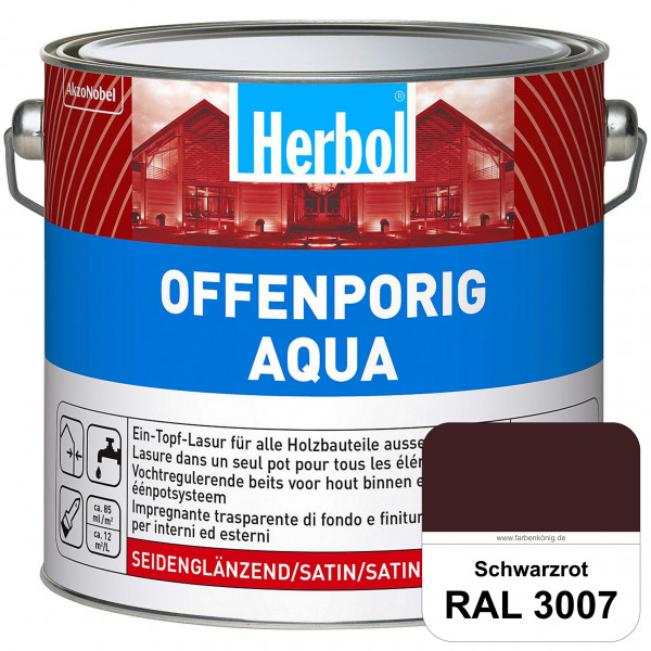 Offenporig Aqua (RAL 3007 Schwarzrot) Wasserverdünnbar & hochwertige Ein-Topf-Holzlasur - Feuchtesch