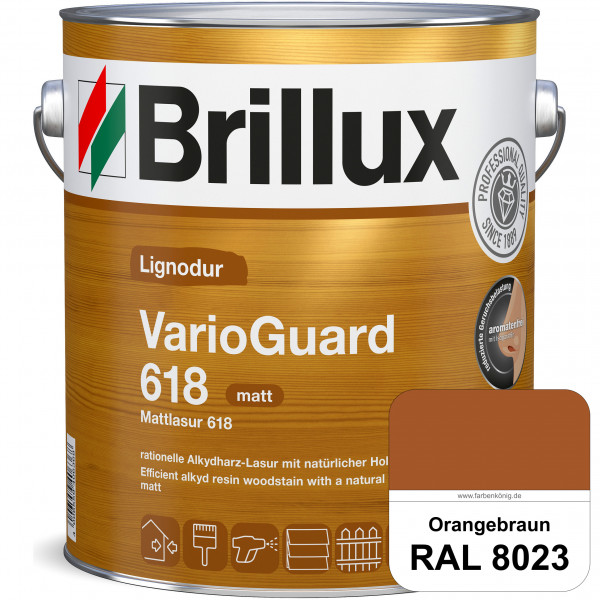 Mattlasur 618 (RAL 8023 Orangebraun) matte & wetterbeständige Lasur (lösemittelhaltig) für Laub- und
