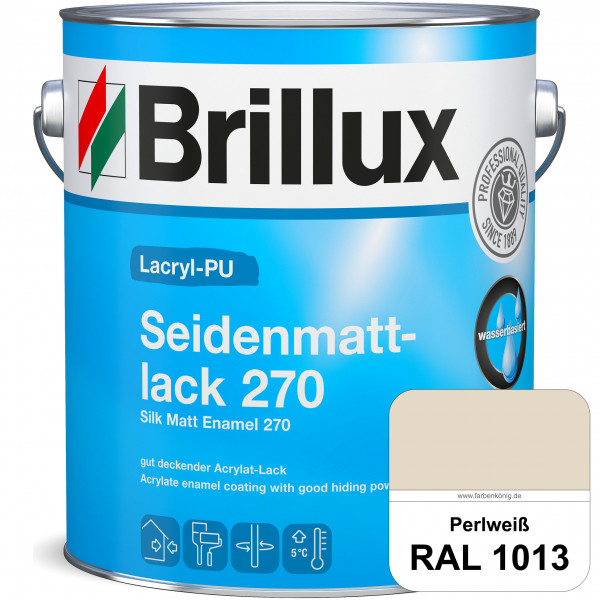 Lacryl-PU Seidenmattlack 270 (RAL 1013 Perlweiß) PU-verstärkt (wasserbasiert) für außen und innen