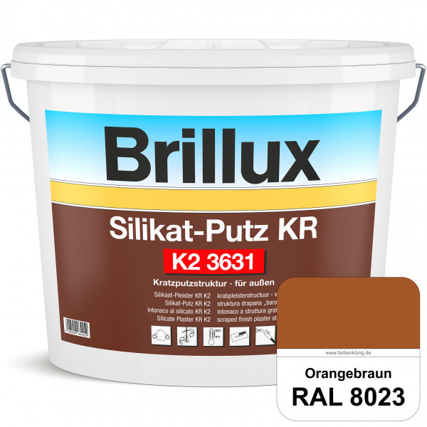 Silikat-Putz KR K2 3631 (RAL 8023 Orangebraun) Dekorativer Kratzputz auf Silikatbasis