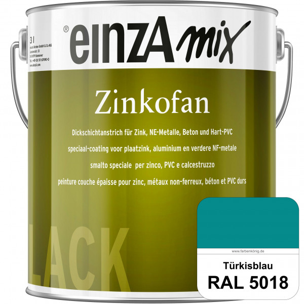 einzA Zinkofan (RAL 5018 Türkisblau) Hoch wetterbeständiges "Dickschicht-1-Topf-System"