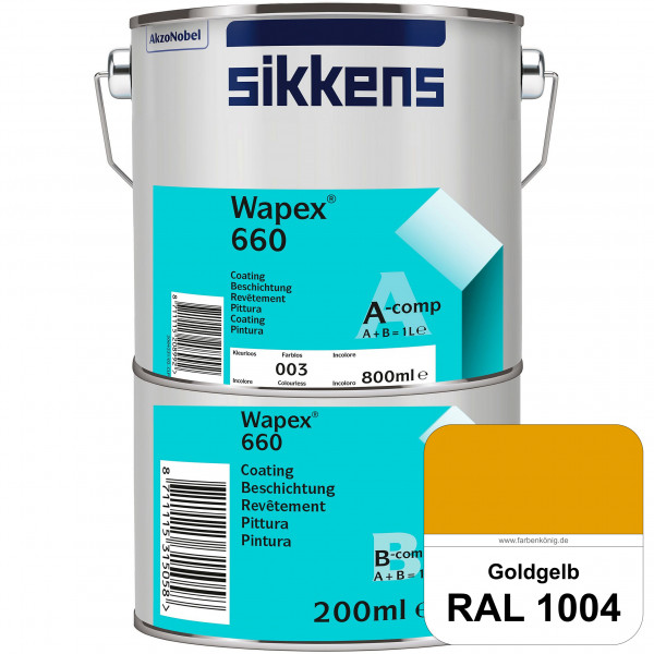 Wapex 660 Set (RAL 1004 Goldgelb) seidenglänzende 2K-Epoxidharzlack für Böden & Wände (innen)