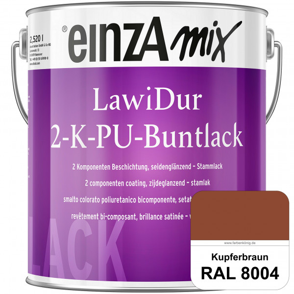 einzA LawiDur 2-K-PU-Buntlack - Seidenglanz (RAL 8004 Kupferbraun)