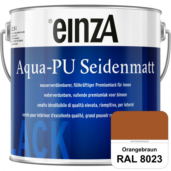 einzA Aqua-PU seidenmatt (RAL 8023 Orangebraun) wasserverdünnbarer Premiumlack für innen