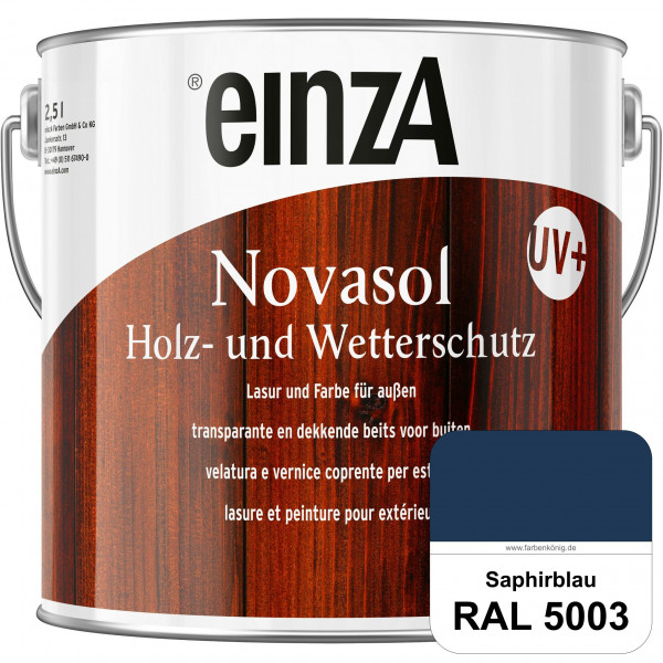 einzA Novasol HW Lasur (RAL 5003 Saphirblau) Lasierender Wetterschutz für außen