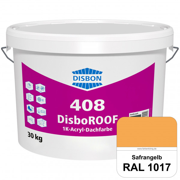 DisboROOF 408 1K-Acryl-Dachfarbe (RAL 1017 Safrangelb) Elastische Reinacrylatbeschichtung für Betond