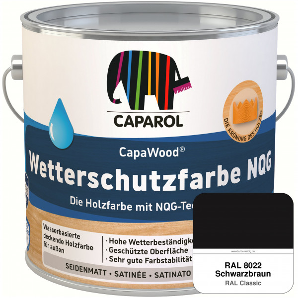 CapaWood® Wetterschutzfarbe NQG (RAL 8022 Schwarzbraun) - ersetzt Capadur Wetterschutzfarbe NQG