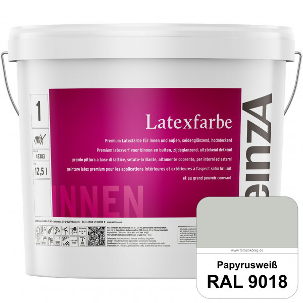 einzA Latexfarbe Premium (RAL 9018 Papyrusweiß) Hochwertige scheuerbeständige seidenglänzende Latexf