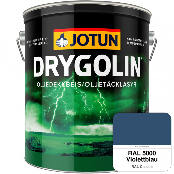 DRYGOLIN Oljedekkbeis - Deckende & wetterbeständige Öllasur für Außen (RAL 5000 Violettblau)
