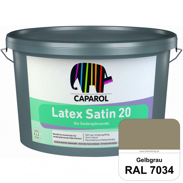 Latex Satin 20 (RAL 7034 Gelbgrau) strapazierfähige seidenglänzende Latexfarbe (Innen)