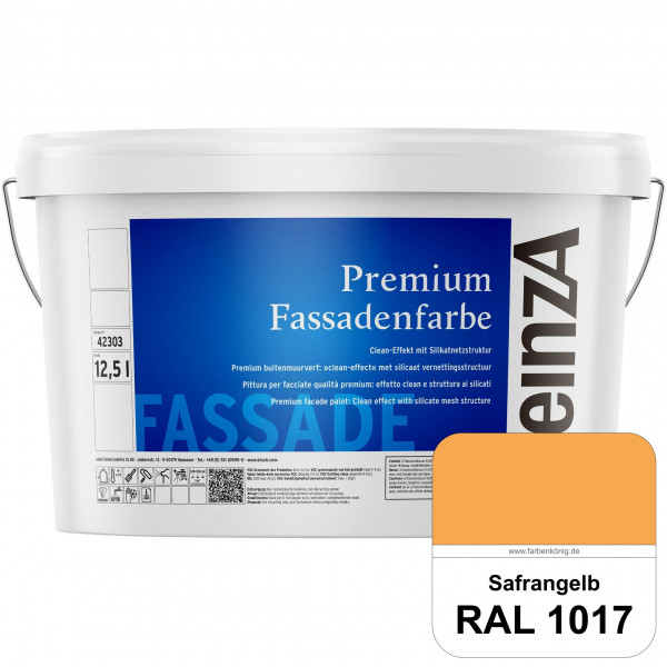 einzA Premium Fassadenfarbe (RAL 1017 Safrangelb) Hochwertige Fassadenfarbe mit Clean-Effekt
