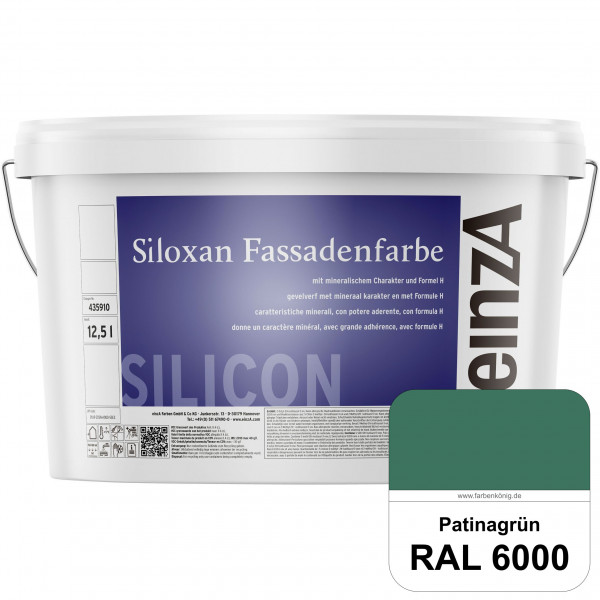 einzA Siloxan Fassadenfarbe (RAL 6000 Patinagrün) Siliconvergütete Fassadenfarbe