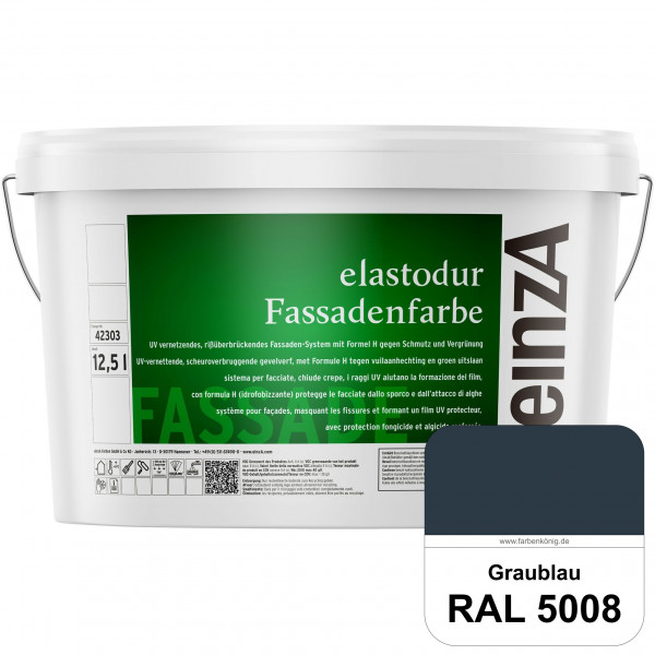 einzA elastodur Fassadenfarbe (RAL 5008 Graublau) UV-vernetzendes & rissüberbrückendes Fassadenfarbe