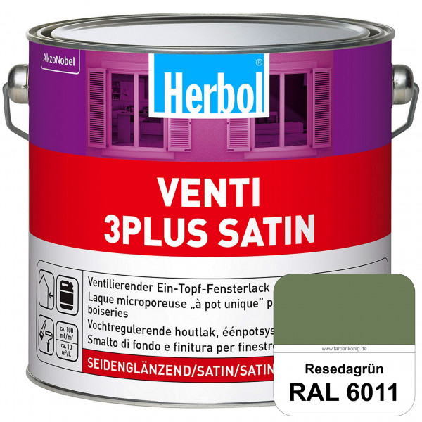 Venti 3Plus Satin (RAL 6011 Resedagrün) feuchtigkeitregulierender & seidenglänzender Ein-Topf-Fenste
