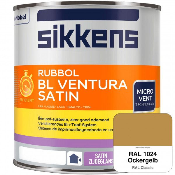 Rubbol BL Ventura Satin NEU (RAL 1024 Ockergelb) Seidenglanzlack (wasserbasiert) Fenster außen