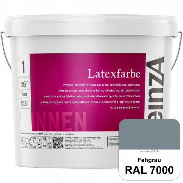 einzA Latexfarbe Premium (RAL 7000 Fehgrau) Hochwertige scheuerbeständige seidenglänzende Latexfarbe