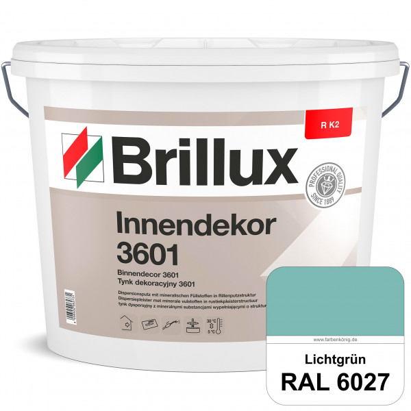 Innendekor ELF R K2 3601 (RAL 6027 Lichtgrün) Rillenputz zur Erzielung dekorativer und strapazierfäh