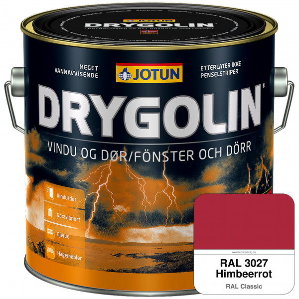 DRYGOLIN Vindu og Dør - wetterbeständige Holzschutzfarbe für Außen (RAL 3027 Himbeerrot)
