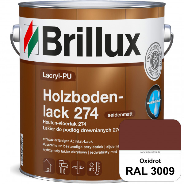 Lacryl-PU Holzbodenlack 274 (B-Ware) - 0,75 Liter (RAL 3009 Oxidrot)