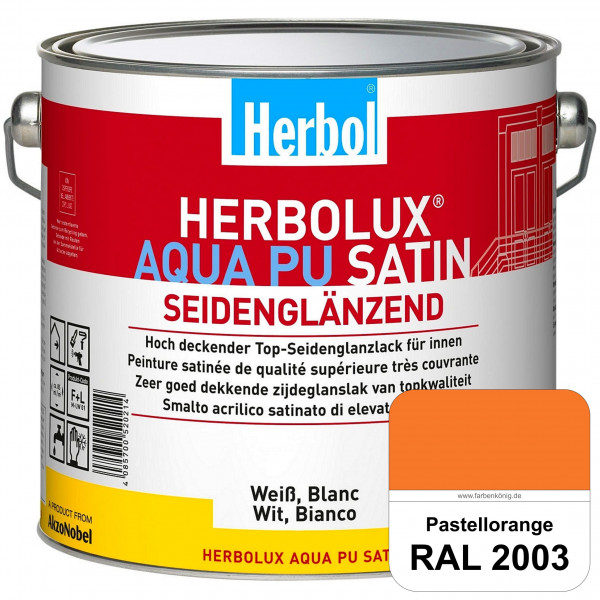 Herbolux Aqua PU Satin (RAL 2003 Pastellorange) Wasserverdünnbarer Top-PU-Seidenglanzlack (Innen)